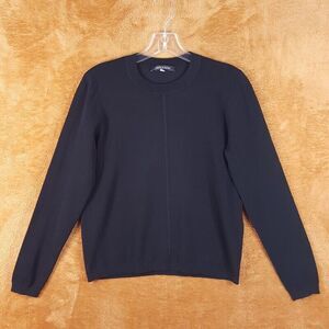 JUDITH & CHARLES Womens Sweater Large Black Pullover Crew Tight Knit Fitted